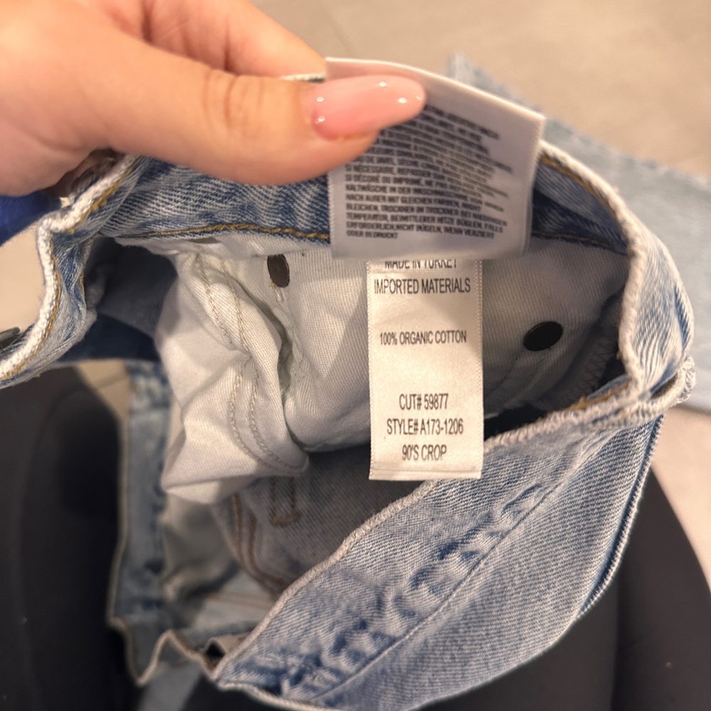 Agolde Blue Straight Leg Jeans with Raw Hem - Picture 4 of 4